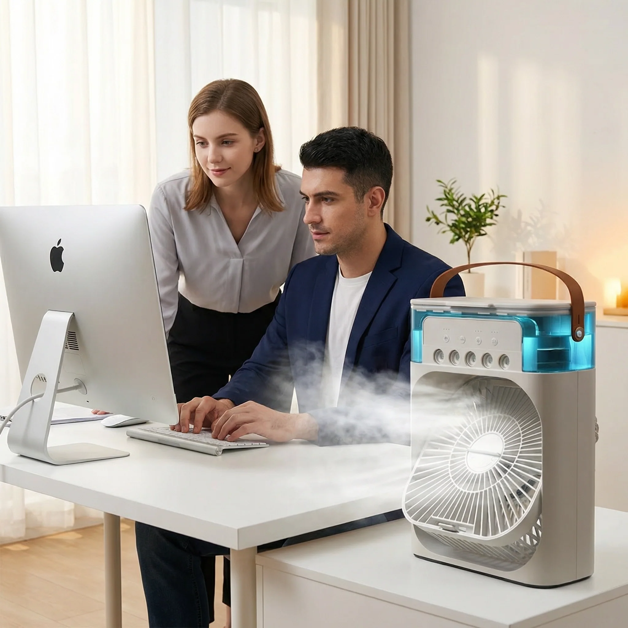 AirFlow Rafraîchisseur d’Air Portable | Mini Climatiseur Silencieux USB | Ventilateur Humidificateur 3 en 1 Compact - Image 2