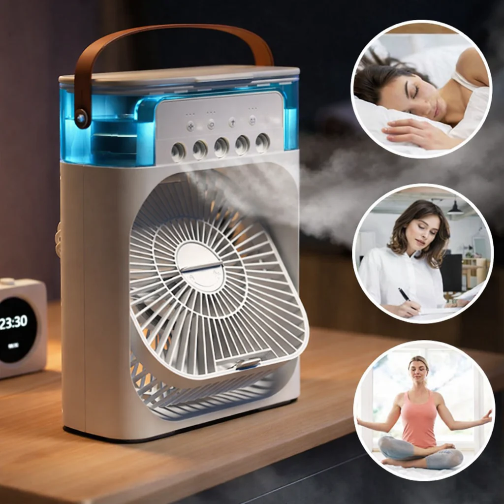 AirFlow Rafraîchisseur d’Air Portable | Mini Climatiseur Silencieux USB | Ventilateur Humidificateur 3 en 1 Compact - Image 3