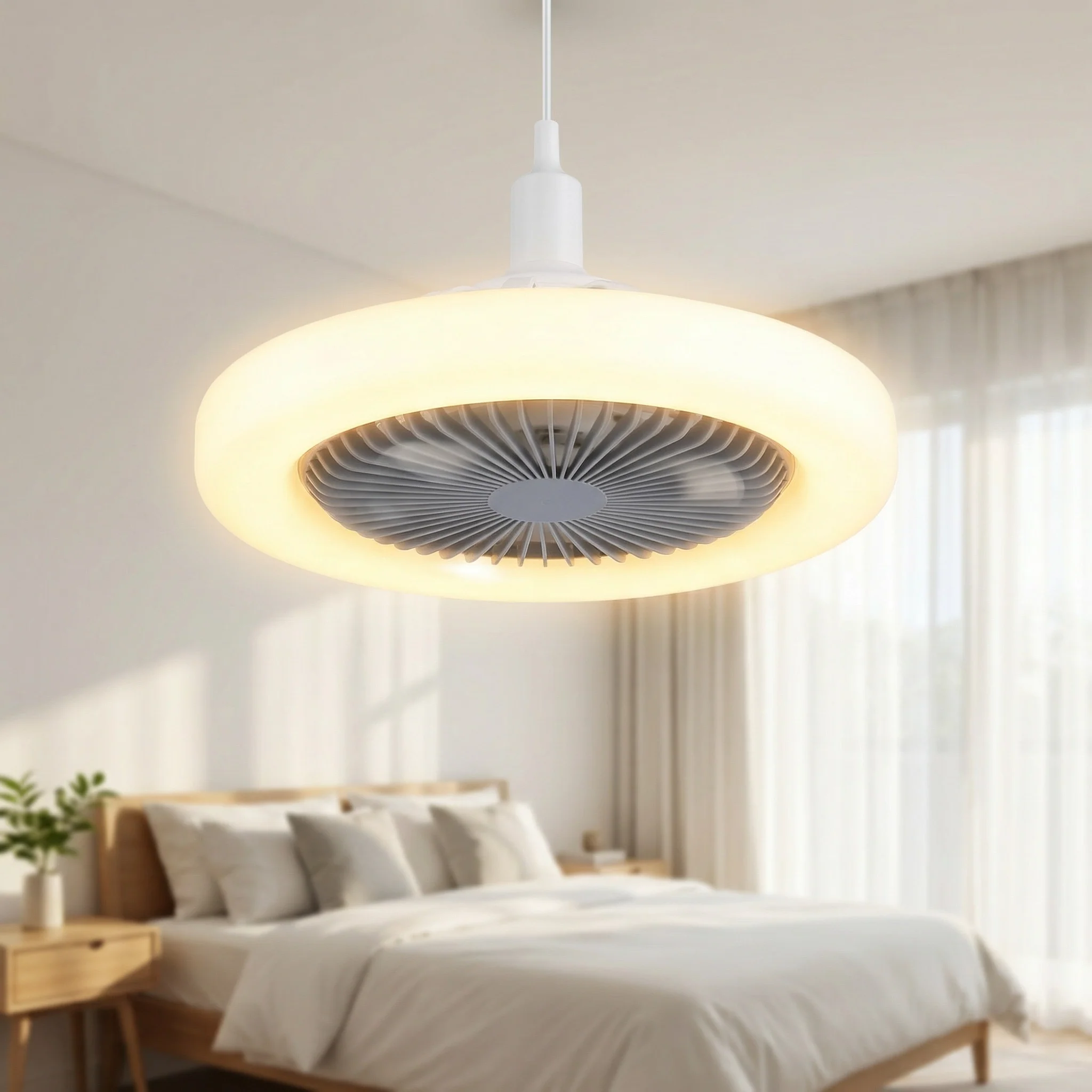AirPulse Ventilateur de Plafond LED Silencieux avec Télécommande | Ventilateur Plafonnier 2 en 1 E27 Compact - Image 4