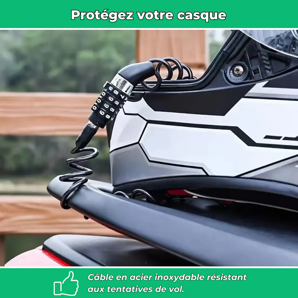 Antivol casque moto câble en acier inoxydable - Image 3