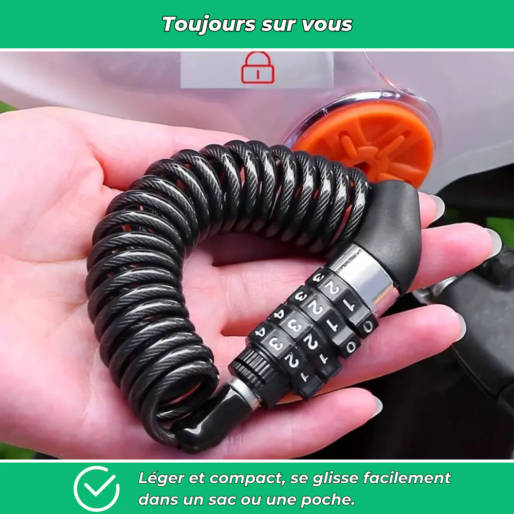 Antivol casque moto câble en acier inoxydable - Image 4