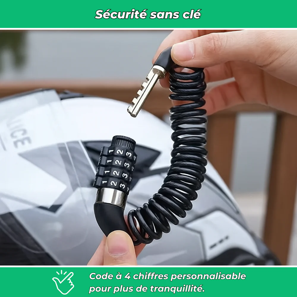 Antivol casque moto câble en acier inoxydable - Image 5