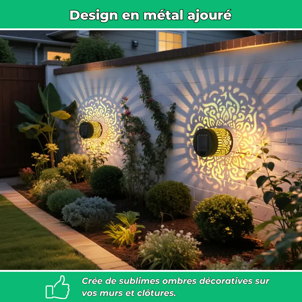 Appliques solaires murales – Éclairage décoratif et résistant pour vos extérieurs (Lot de 2) - Image 4