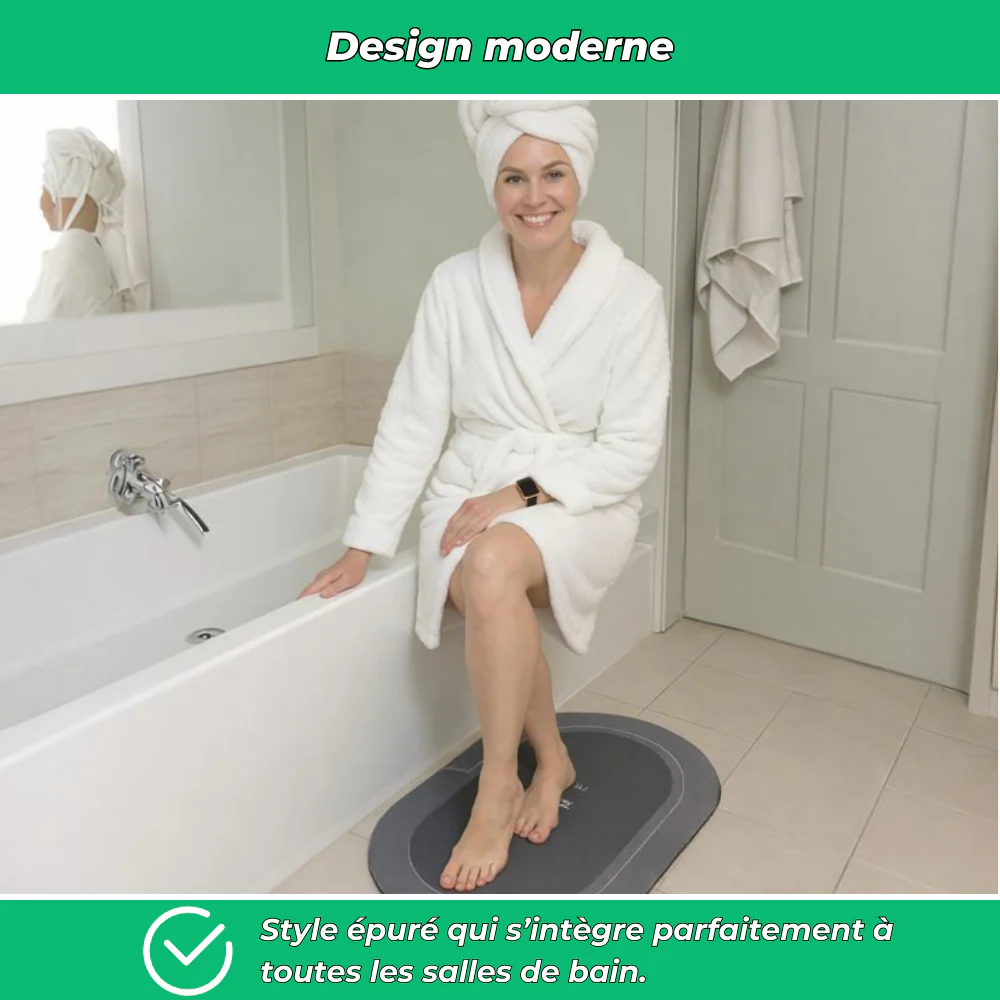 AquaSoft | Tapis de bain ultra-absorbant séchage rapide antidérapant | 40x60 cm - Image 3