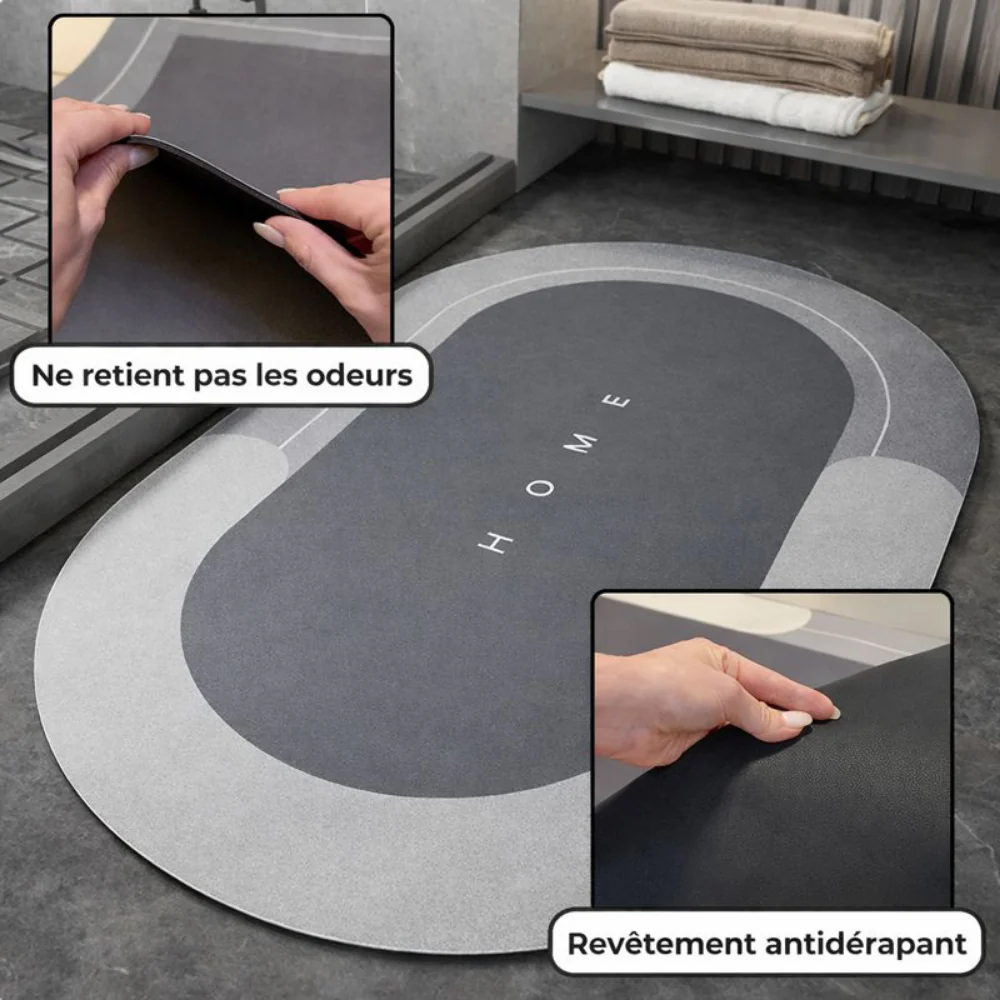 AquaSoft | Tapis de bain ultra-absorbant séchage rapide antidérapant | 40x60 cm - Image 5
