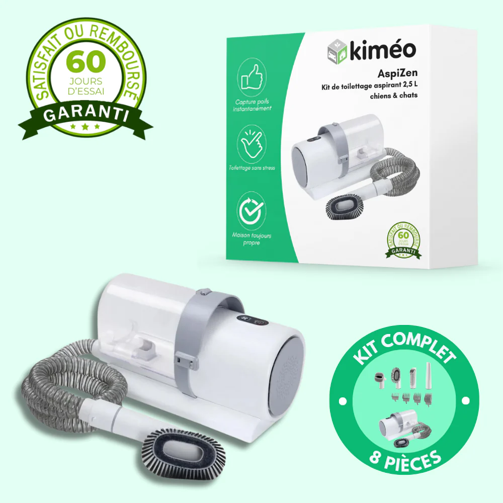 Kit de toilettage aspirant AspiZen 2,5L pour chien et chat – Brosse avec aspiration intégrée - Image 2