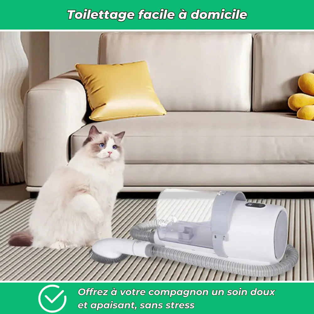 Kit de toilettage aspirant AspiZen 2,5L pour chien et chat – Brosse avec aspiration intégrée - Image 5