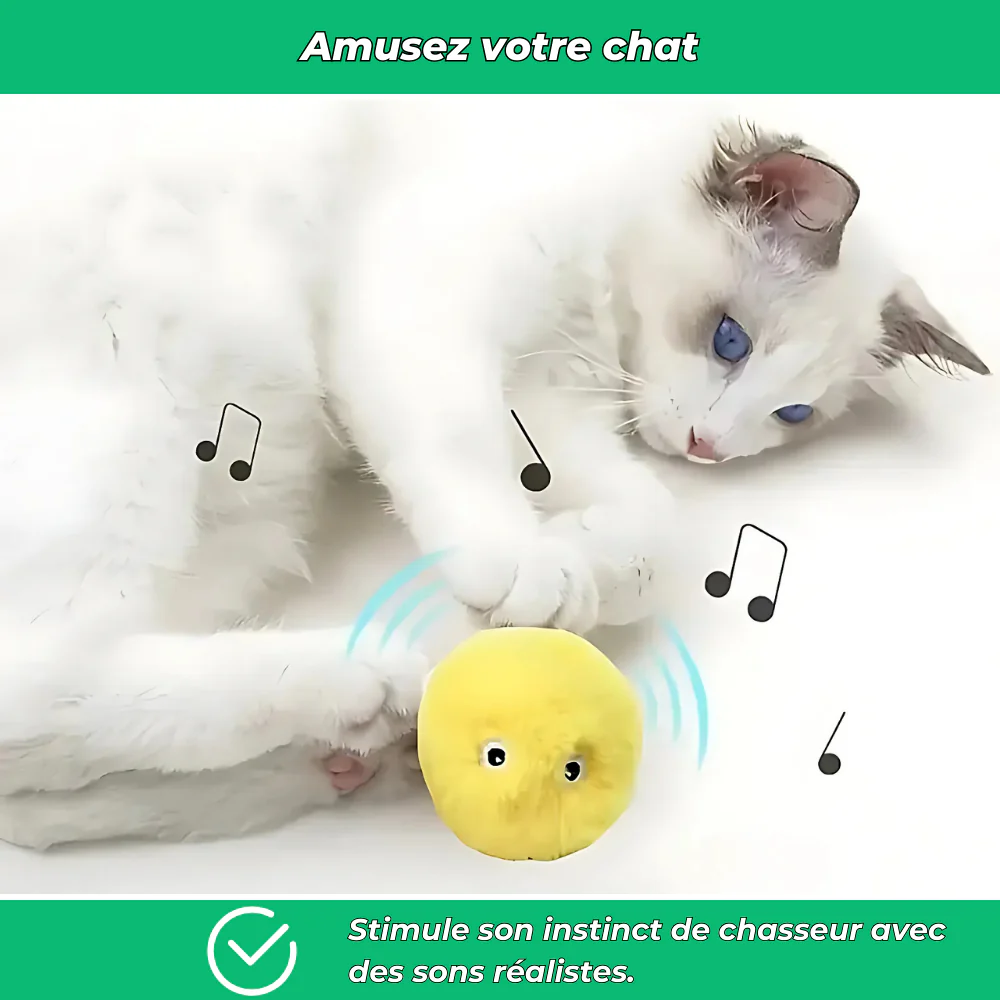 Balle interactive en peluche pour chat – Jouet sonore et éducatif, doux et coloré - Image 3