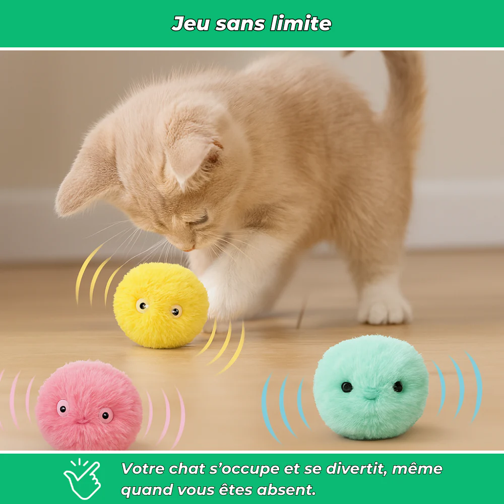 Balle interactive en peluche pour chat – Jouet sonore et éducatif, doux et coloré - Image 4