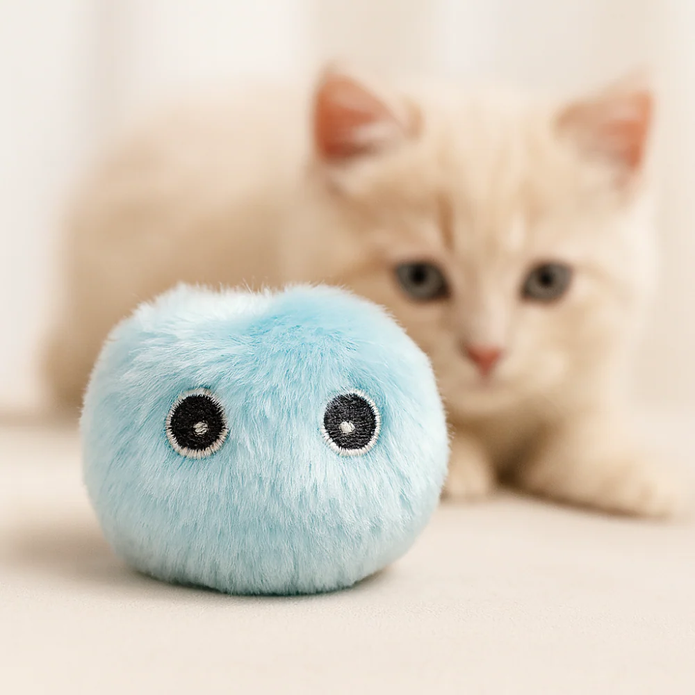 Balle interactive en peluche pour chat – Jouet sonore et éducatif, doux et coloré - Image 6