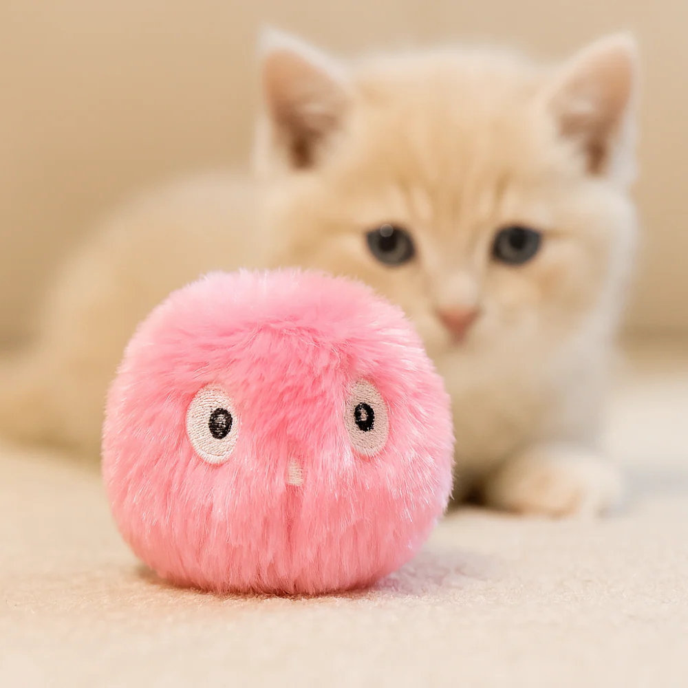 Balle interactive en peluche pour chat – Jouet sonore et éducatif, doux et coloré - Image 7