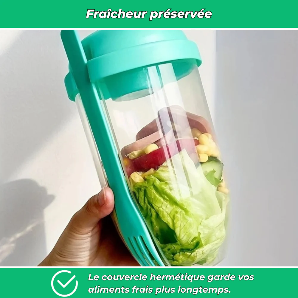 Bocal à salade nomade avec couvercle et couverts - Image 4
