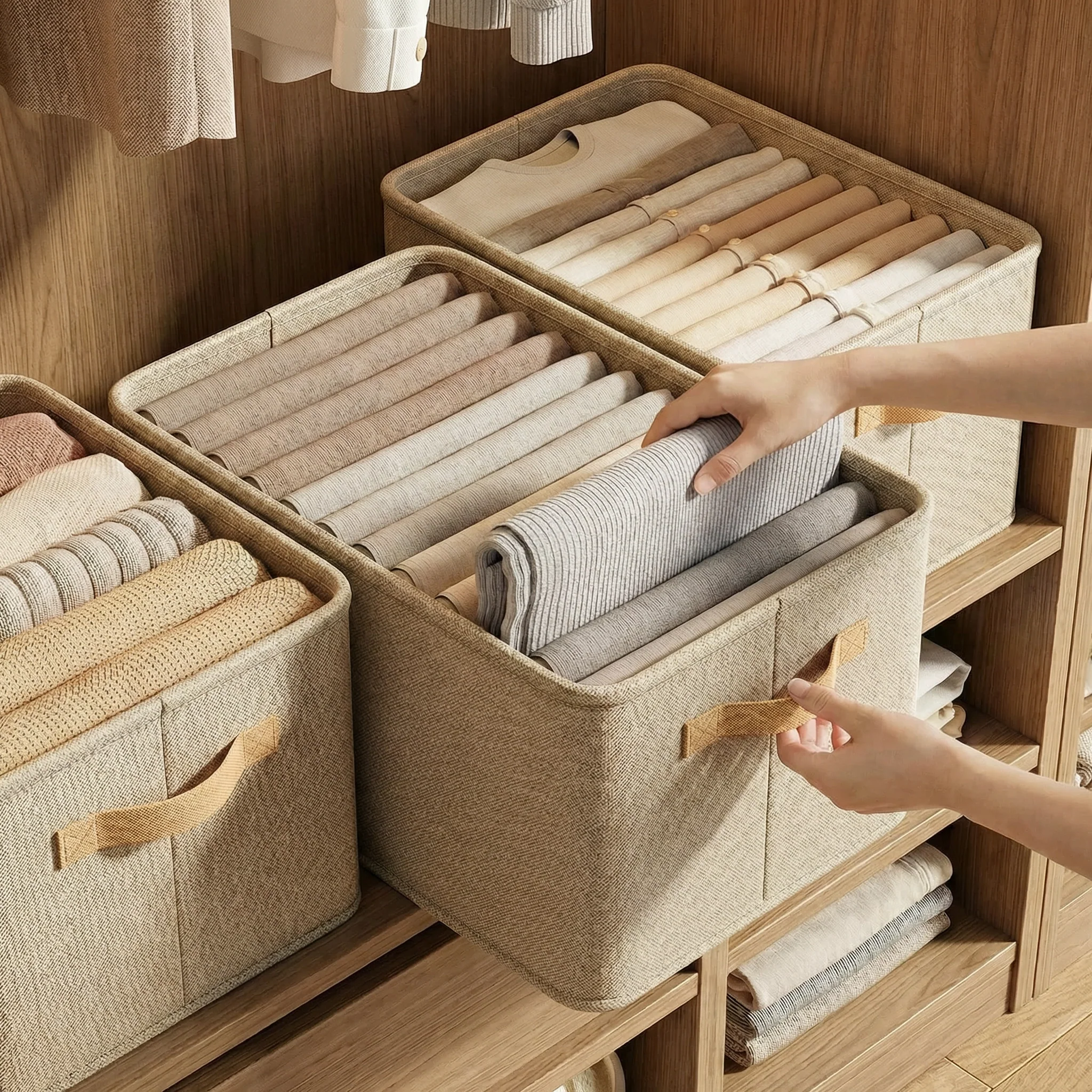 Boîte de rangement de vêtements Pliable | Panier de rangement solide et durable pour placard & dressing - Image 3