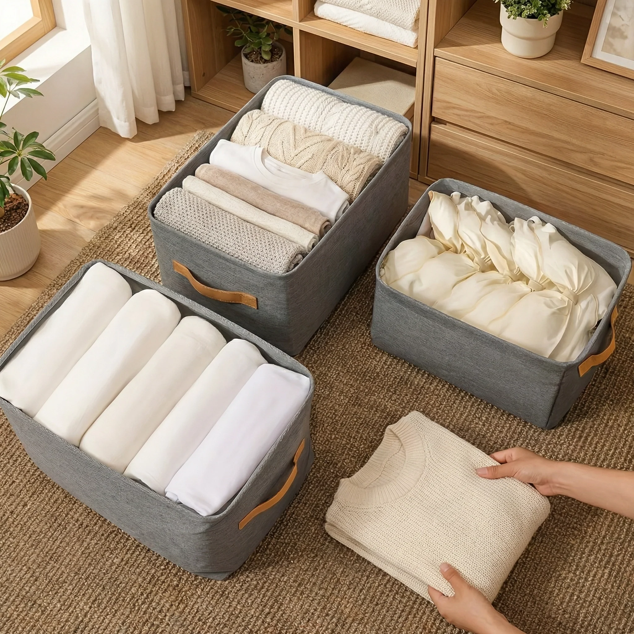 Boîte de rangement de vêtements Pliable | Panier de rangement solide et durable pour placard & dressing - Image 4