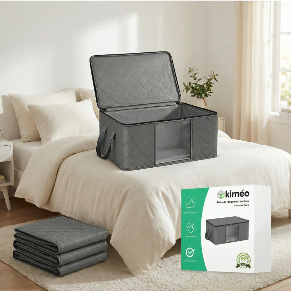 Boîte de rangement en tissu transparente | Organisateur vêtements et couettes | Sac pliable grande capacité placard