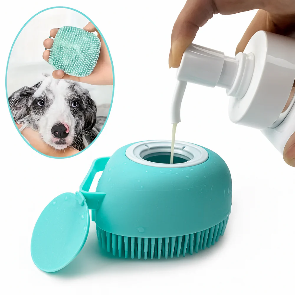 Brosse de bain en silicone pour chien et chat – Nettoyage doux et massage