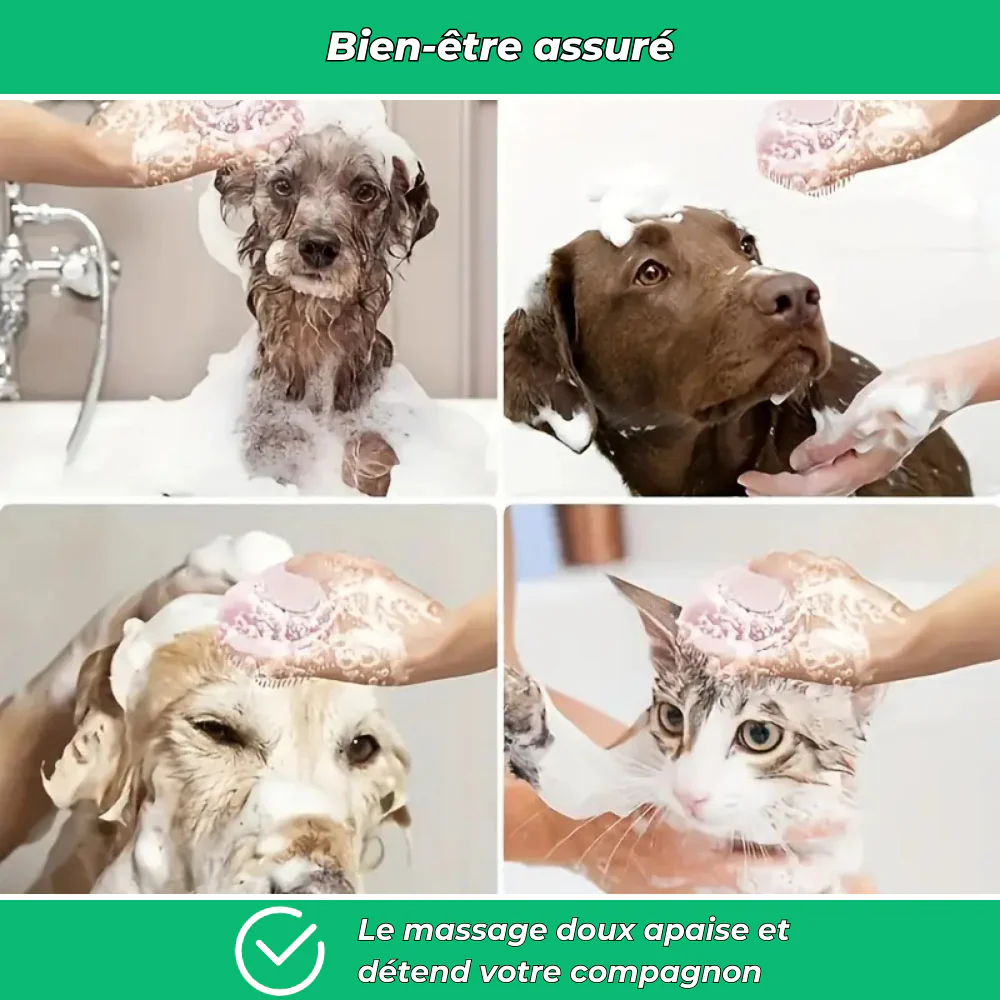 Brosse de bain en silicone pour chien et chat – Nettoyage doux et massage - Image 4