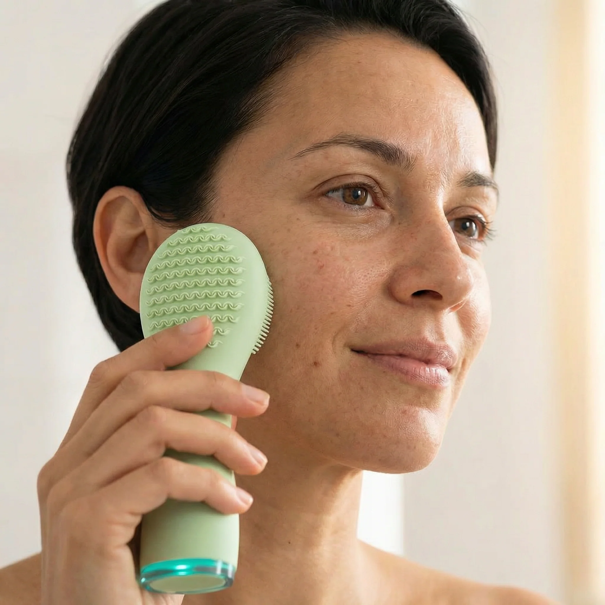 Brosse nettoyage du visage exfoliante en silicone électrique rechargeable waterproof - Image 3