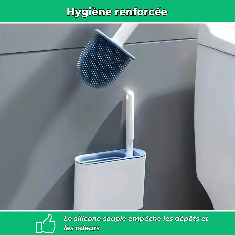 Clean'WC | Brosse WC souple en silicone | 2 brosses intégrées | Support mural - Image 5