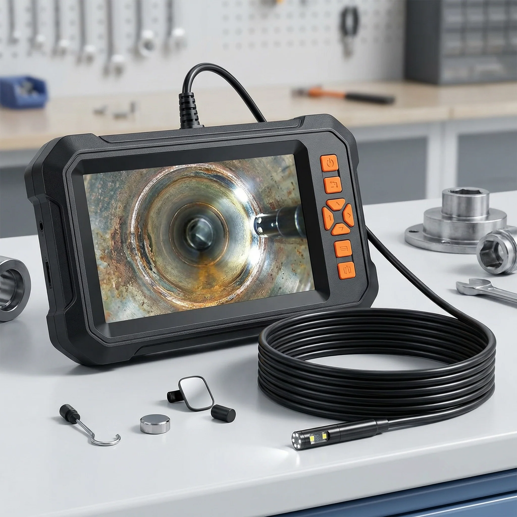 Caméra Endoscopique HD | Caméra HD 1080P Étanche 8LED | Caméra inspection tuyau mécanique - Image 2
