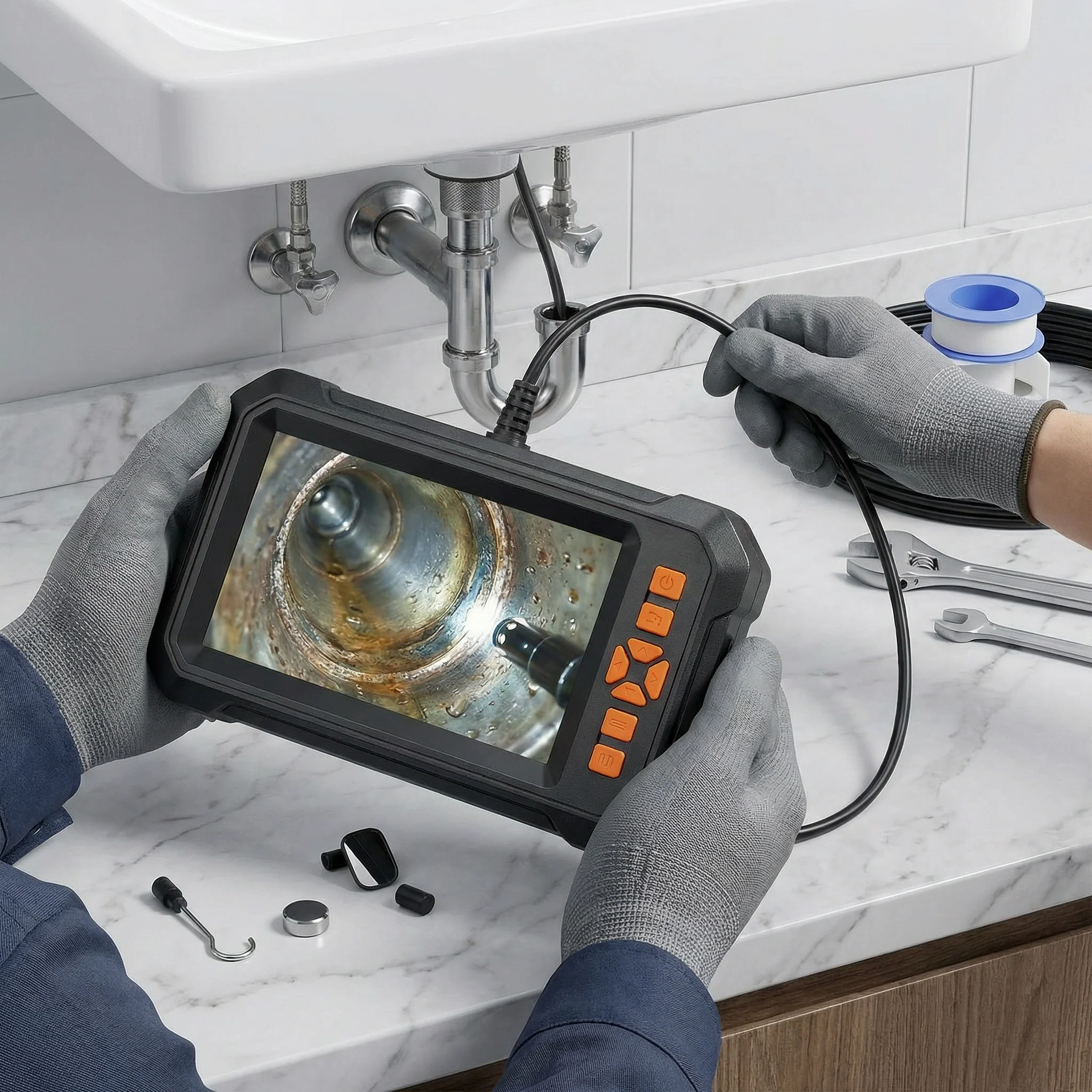 Caméra Endoscopique HD | Caméra HD 1080P Étanche 8LED | Caméra inspection tuyau mécanique - Image 4