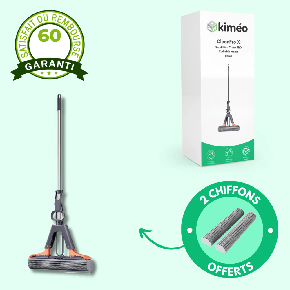 Clean PRO X – Serpillière pliable mains libres à haute absorption pour sols secs et humides - Image 2