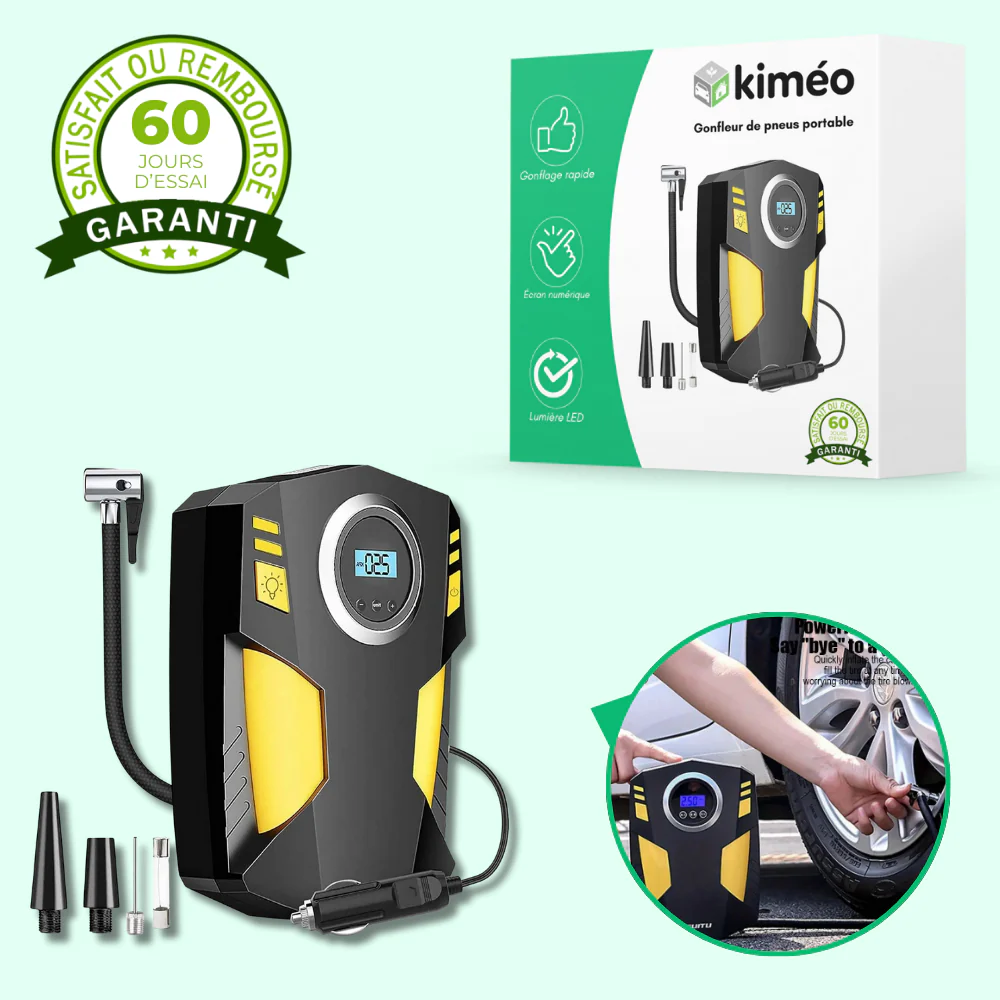 Compresseur à air portable LED – Gonfleur pneus voiture et moto - Image 2