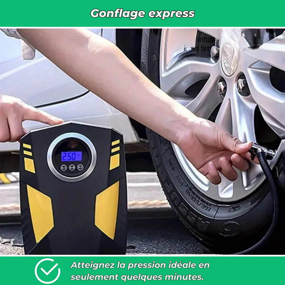 Compresseur à air portable LED – Gonfleur pneus voiture et moto - Image 3