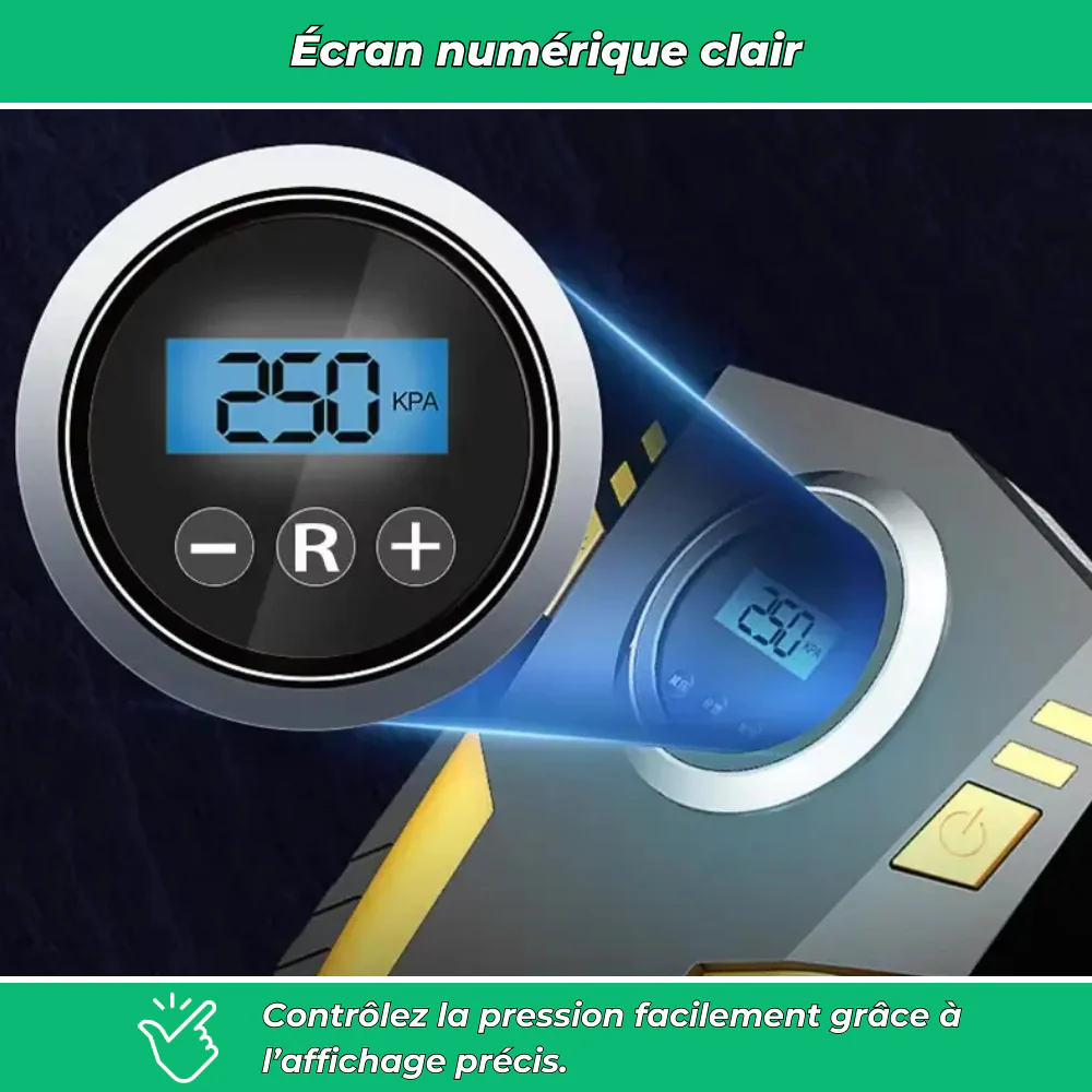 Compresseur à air portable LED – Gonfleur pneus voiture et moto - Image 4