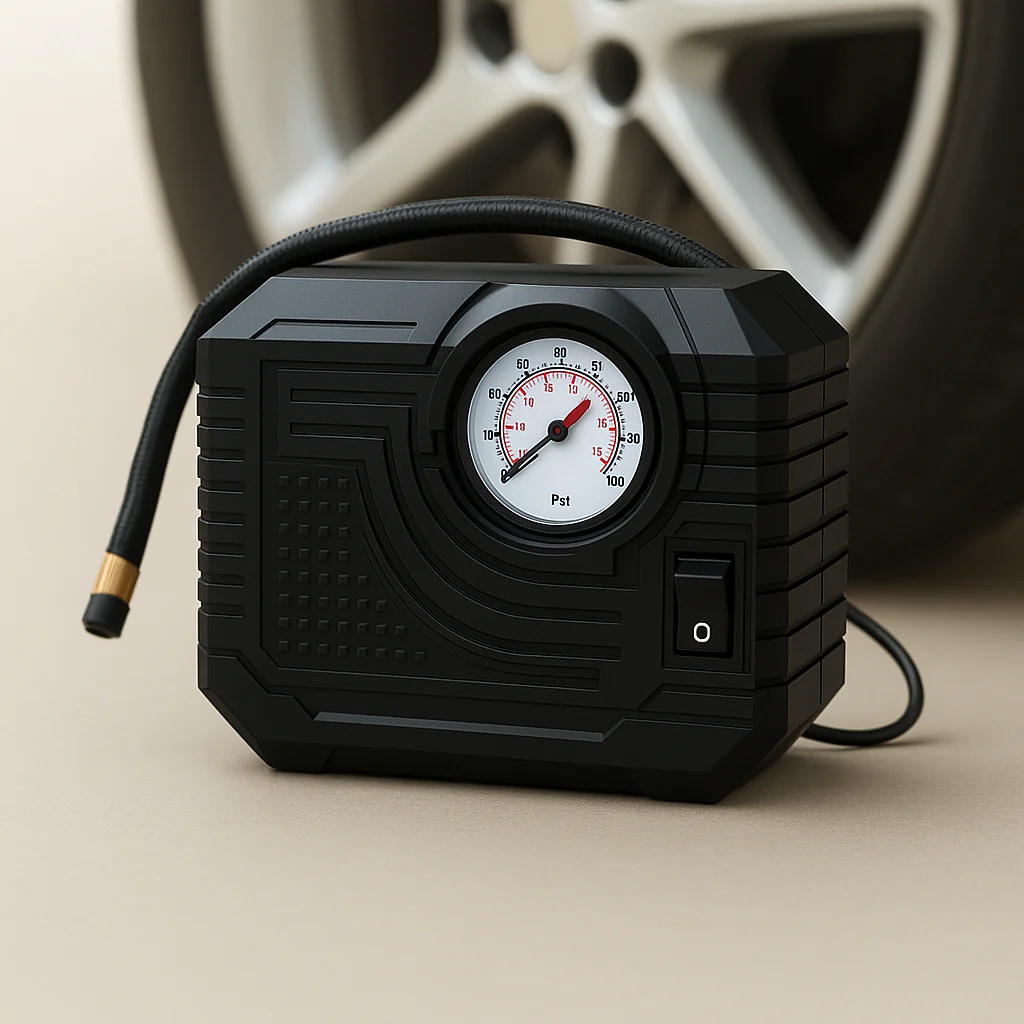 Compresseur d’air portable 12V – Gonfleur pneus voiture moto vélo LED