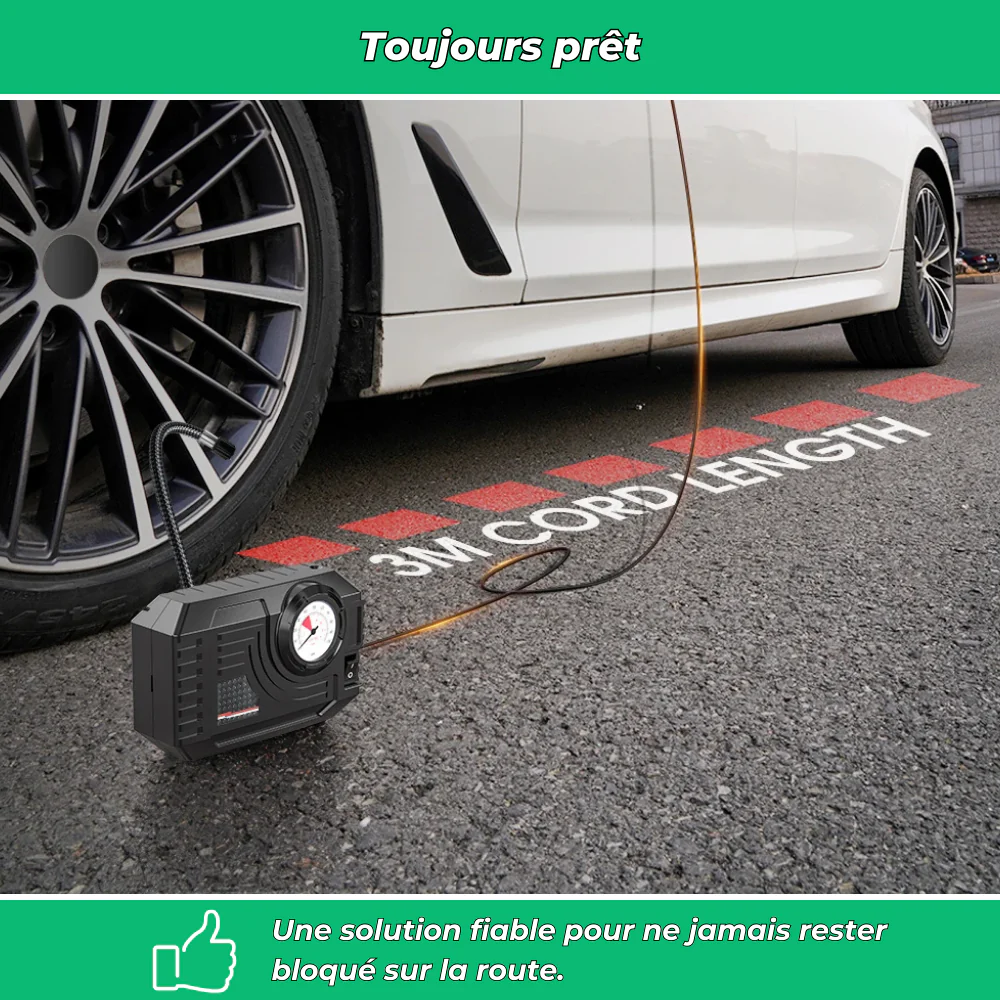 Compresseur d’air portable 12V – Gonfleur pneus voiture moto vélo LED - Image 5