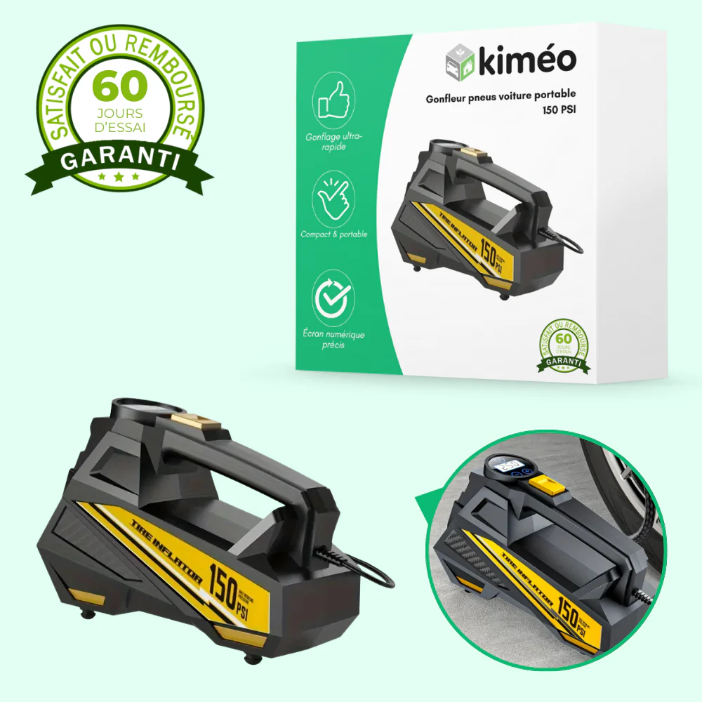 Compresseur d’air voiture portable 12V 150 PSI avec écran LED – Gonfleur pneus numérique - Image 2