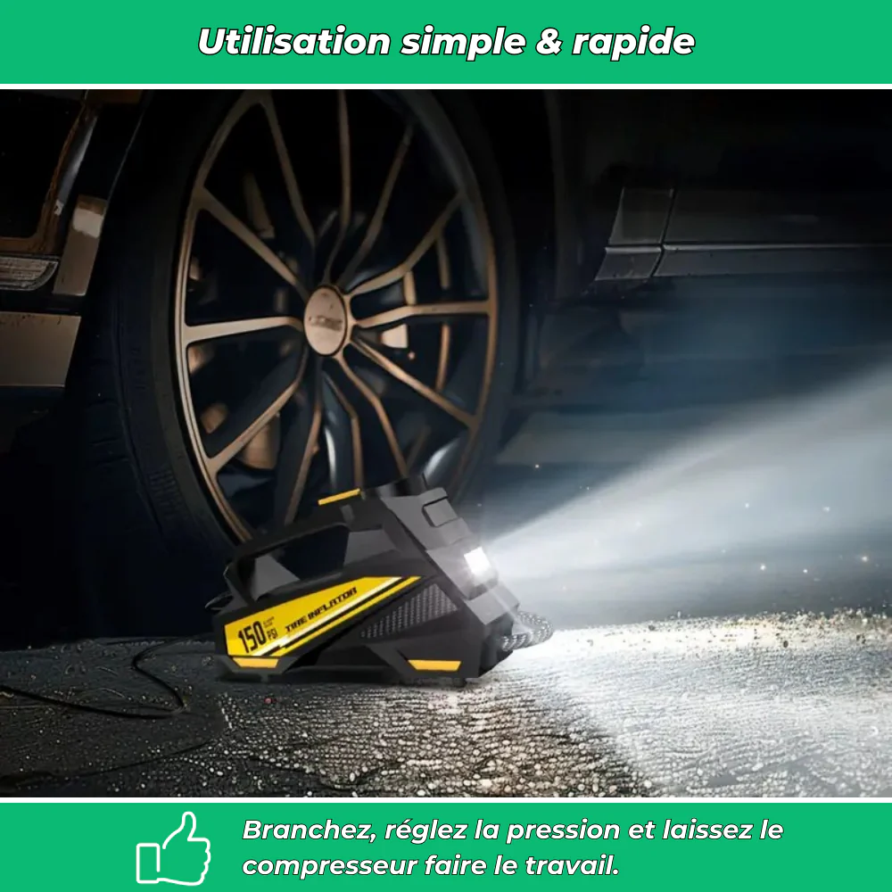 Compresseur d’air voiture portable 12V 150 PSI avec écran LED – Gonfleur pneus numérique - Image 5