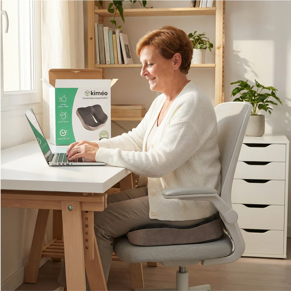 Coussin Ergonomique Confort | Coussin en Mousse Mémoire pour Chaise Bureau Voiture Soutien Coccyx