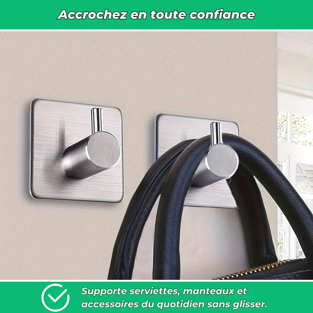 Crochets muraux adhésifs en acier inoxydable (Lot de 6) - Image 4