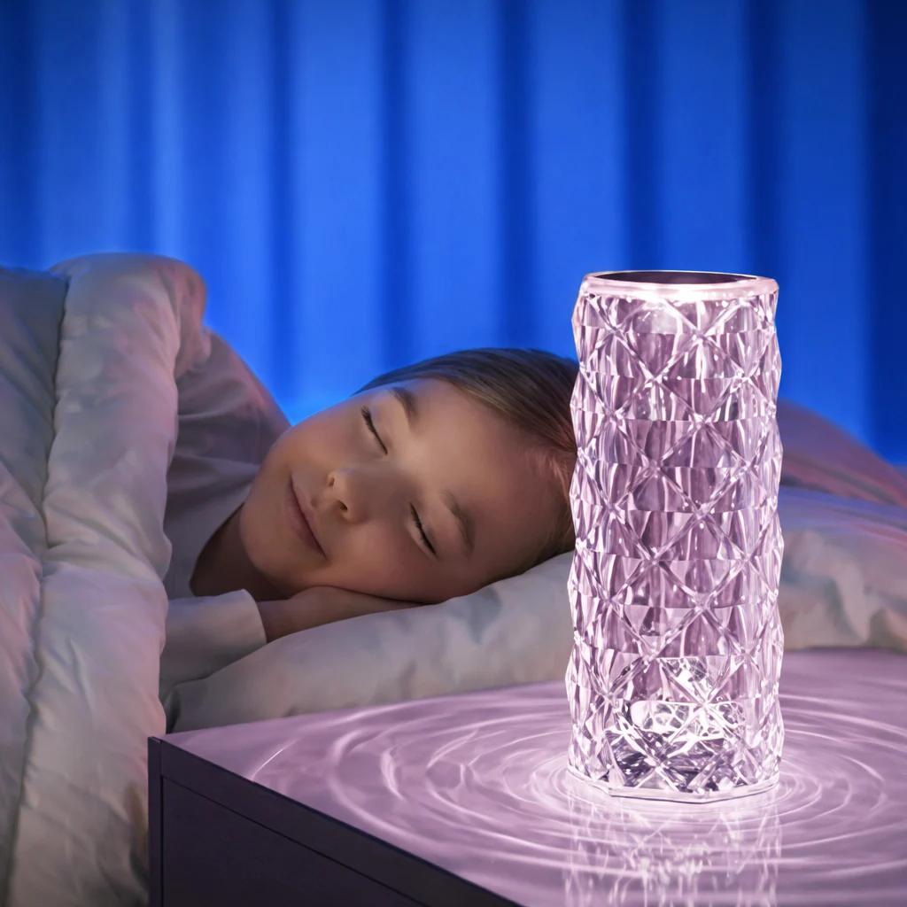 CrystalTouch LED Cristal â Lampe de Chevet & Lampe de Table 16 Couleurs Rechargeable USB