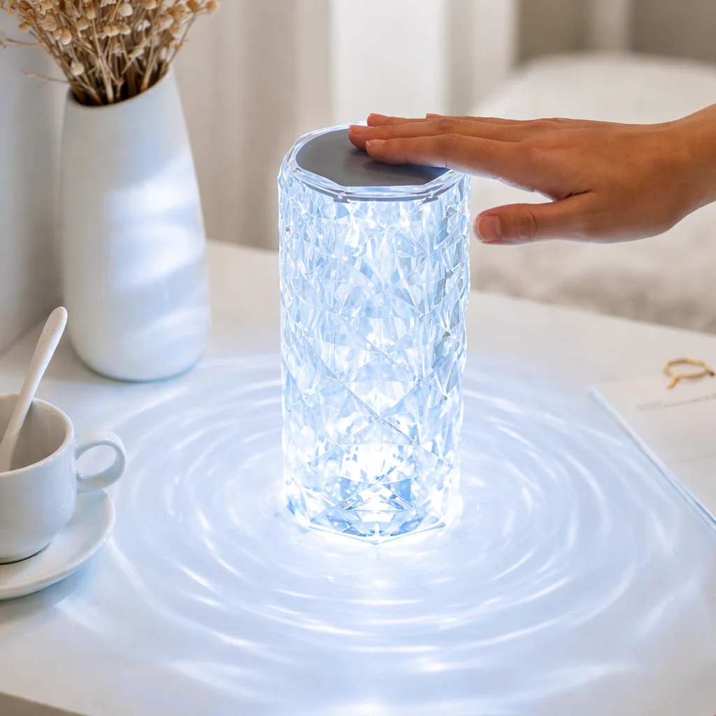 CrystalTouch LED Cristal â Lampe de Chevet & Lampe de Table 16 Couleurs Rechargeable USB - Image 3