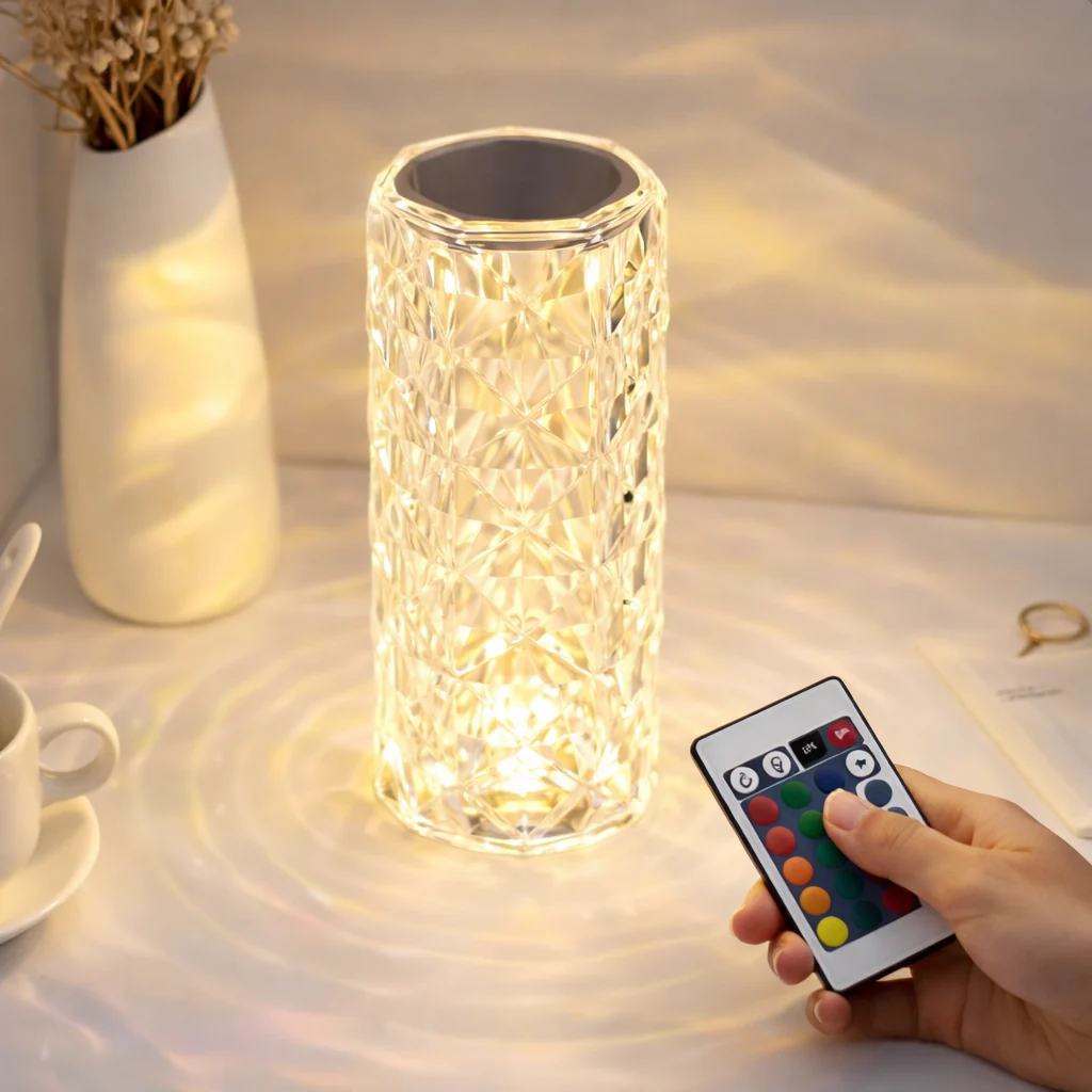 CrystalTouch LED Cristal â Lampe de Chevet & Lampe de Table 16 Couleurs Rechargeable USB - Image 4