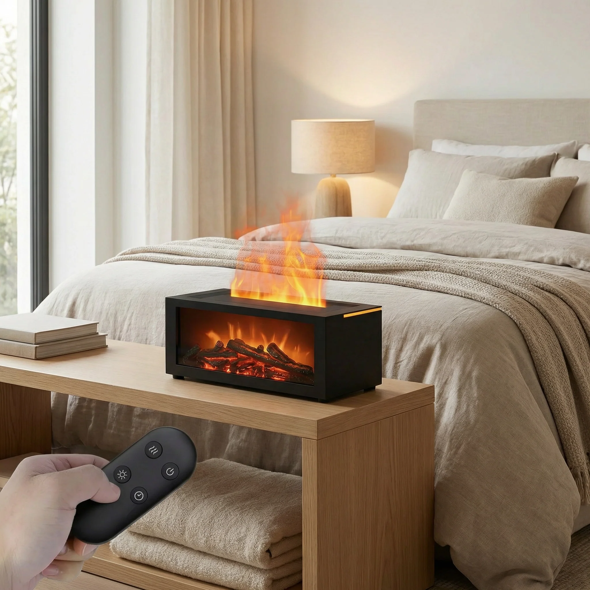 Diffuseur De Parfum Maison – Diffuseur Huiles Essentielles Flamme 3D Effet Cheminée LED avec Humidificateur - Image 3