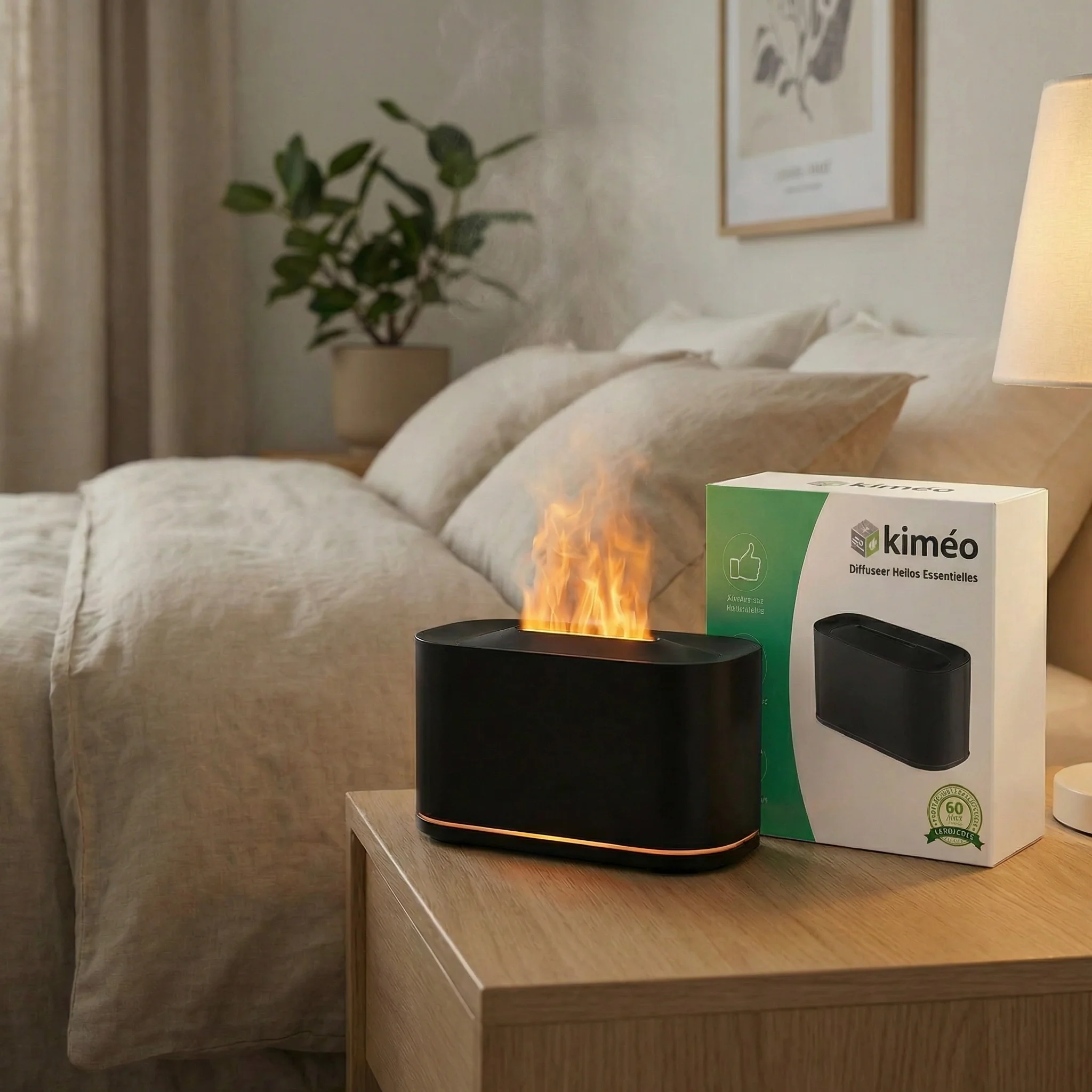 Diffuseur Huiles Essentielles â Diffuseur de Parfum Maison avec Humidificateur Effet Flamme LED