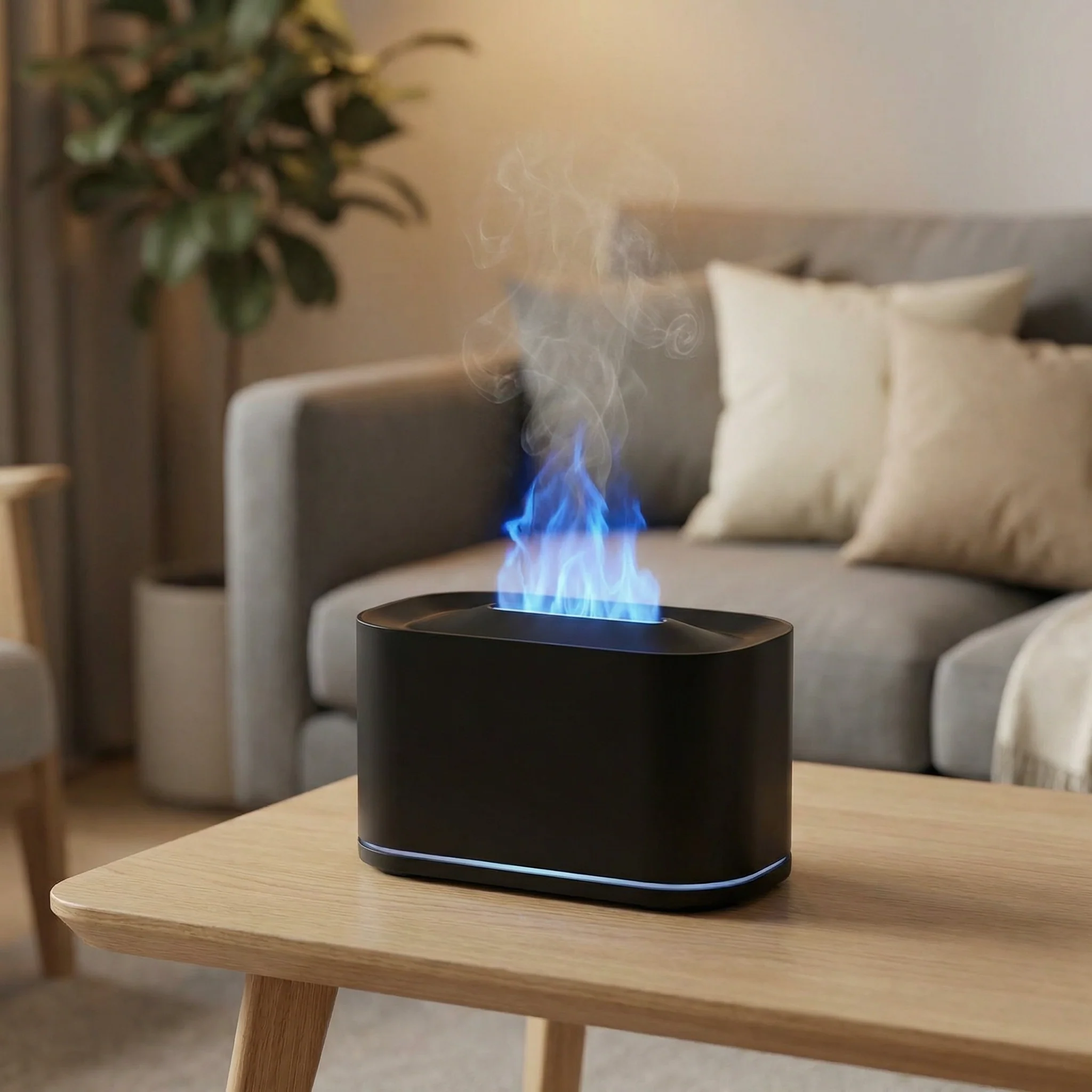 Diffuseur Huiles Essentielles â Diffuseur de Parfum Maison avec Humidificateur Effet Flamme LED - Image 4
