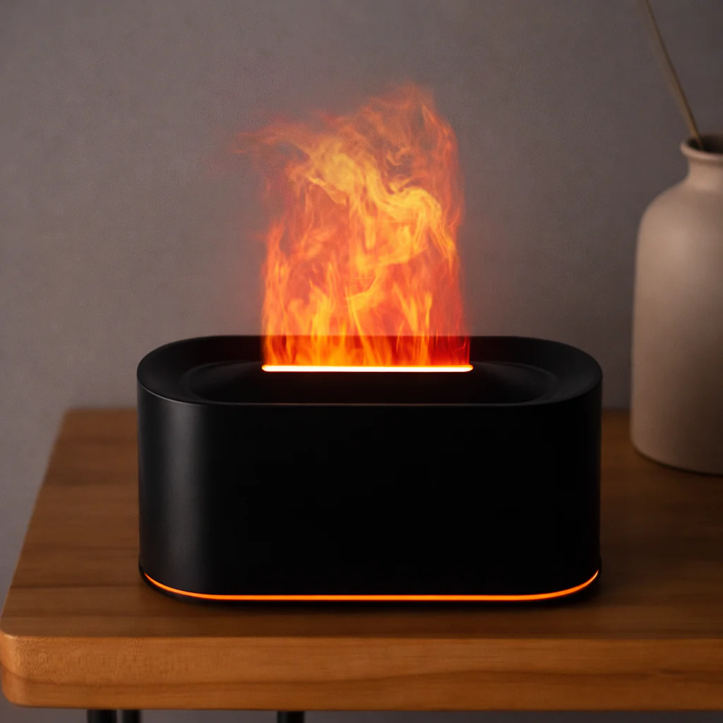 Diffuseur Huiles Essentielles â Diffuseur de Parfum Maison avec Humidificateur Effet Flamme LED - Image 6
