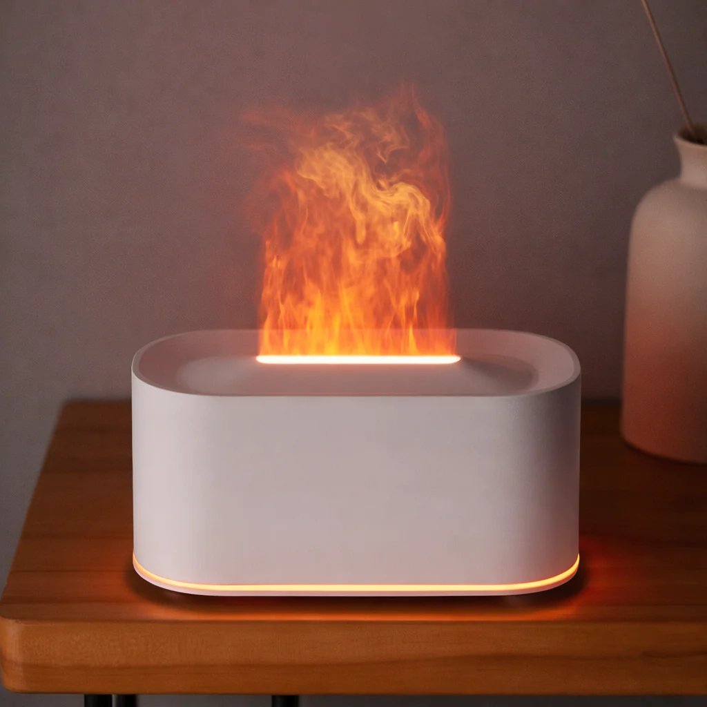 Diffuseur Huiles Essentielles â Diffuseur de Parfum Maison avec Humidificateur Effet Flamme LED - Image 7