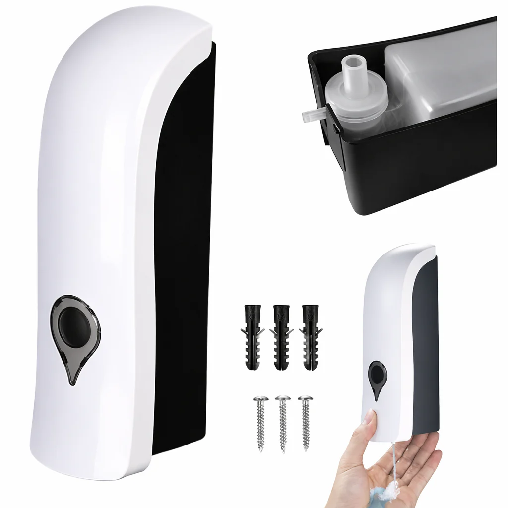 Distributeur de savon mural manuel 300ml rechargeable sans perçage - Image 4