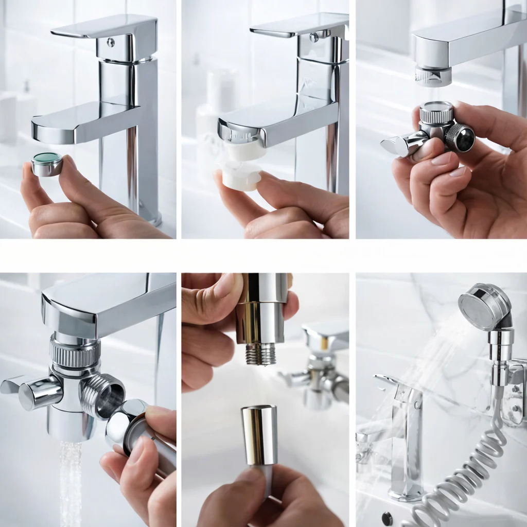 Douchette Universelle pour Lavabo | Fixation Adhésive Sans Perçage | Rallonge Robinet Flexible - Image 3