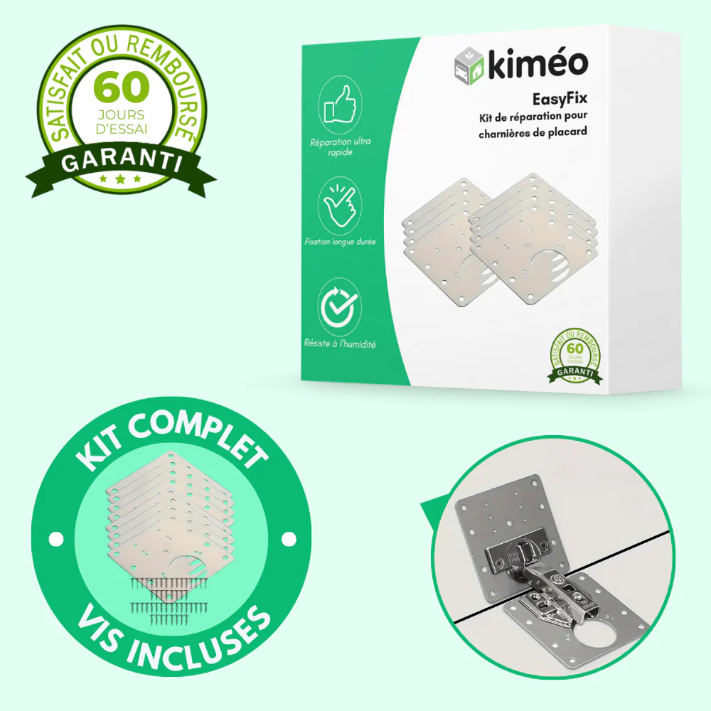 EasyFix – Kit de réparation robuste pour charnières de placard et meubles de cuisine - Image 2
