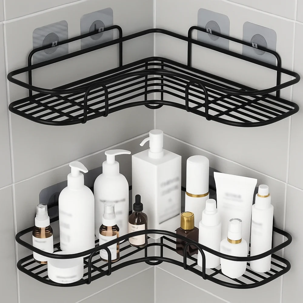 Étagère d’angle murale pour salle de bain