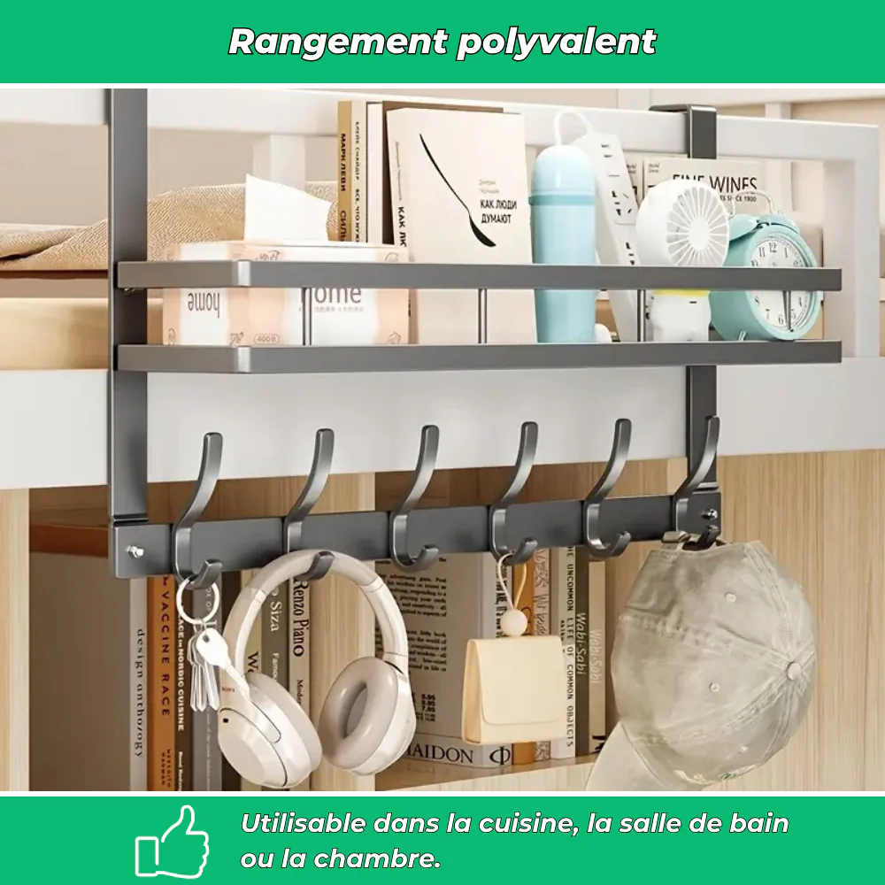 Étagère murale multifonction à crochets métalliques – Rangement facile salle de bain, cuisine, chambre - Image 4