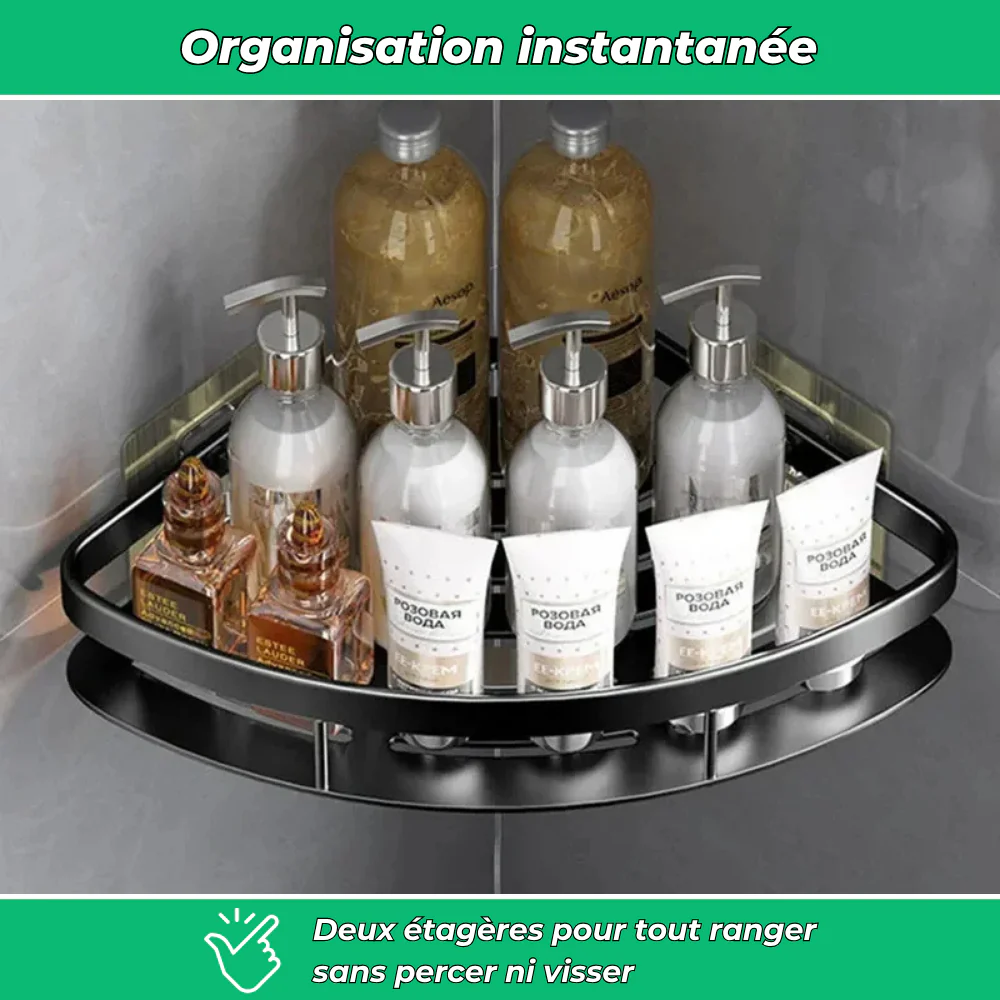 Étagères d’angle duo – Rangement pratique et sans perçage (Lot de 2) - Image 3