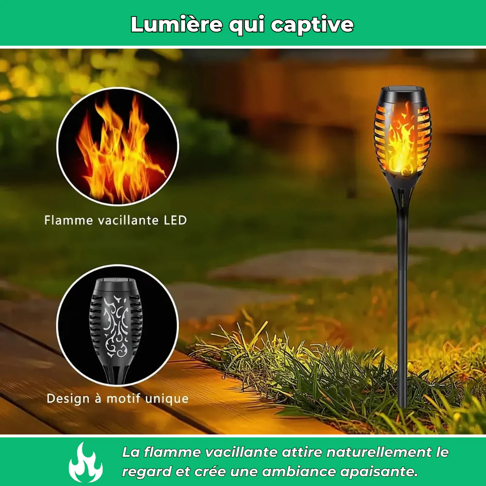 Flaméo – Lampes solaires à flamme vacillante pour jardin (Lot de 4) - Image 3